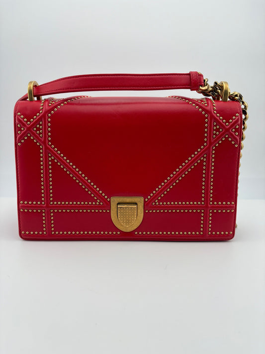 Dior - Diorama Studded Flap Bag - Leather - Red - (Small)