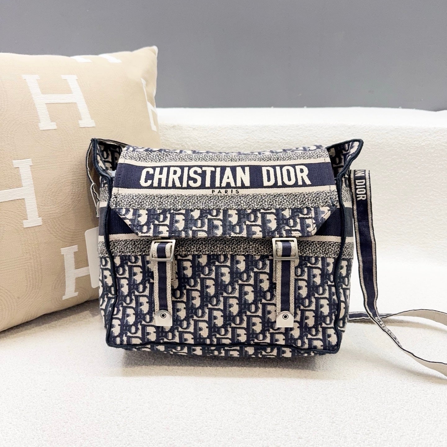 Dior - Diorcamp Messenger Bag - Canvas with embroidery - Blue - (Medium)