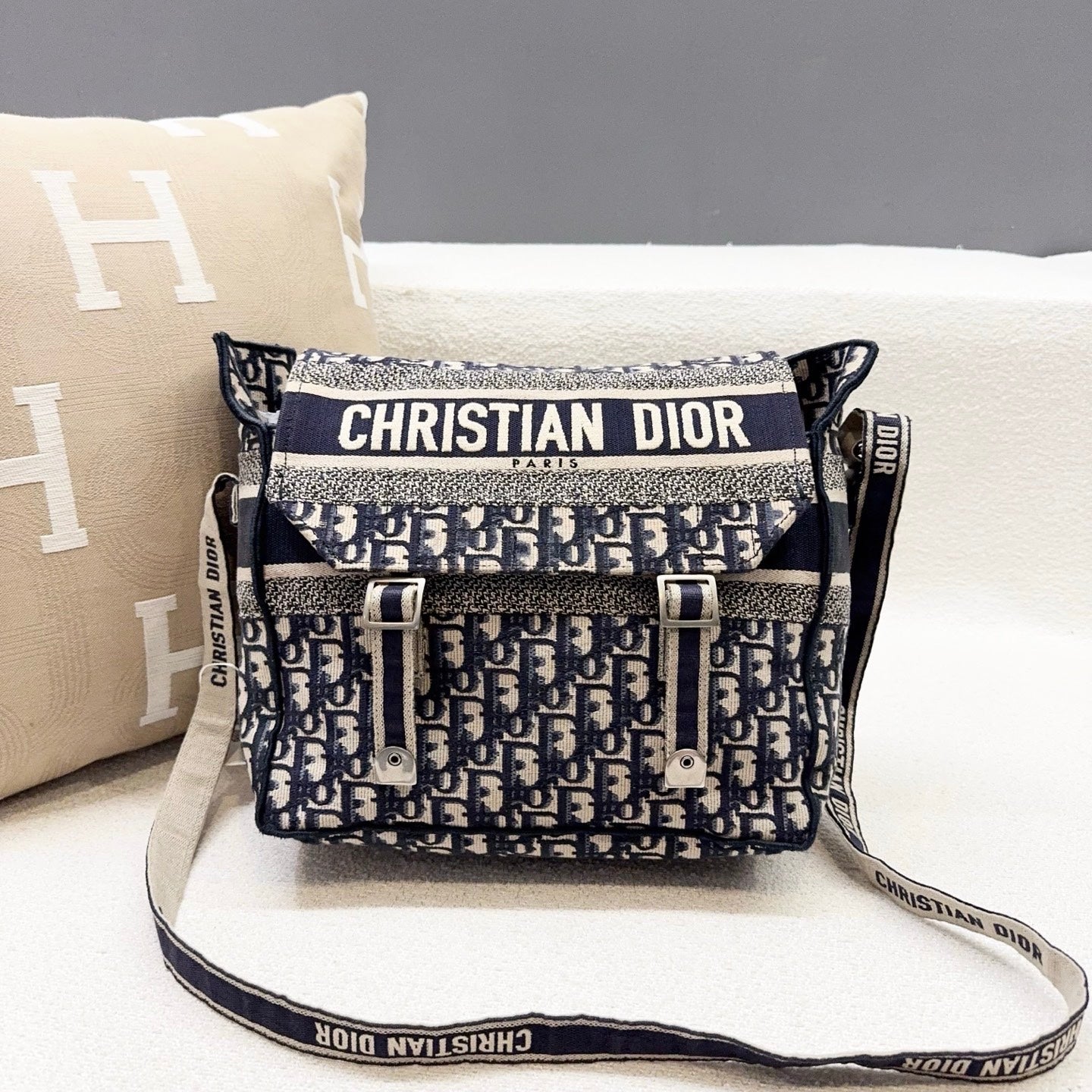 Dior - Diorcamp Messenger Bag - Canvas with embroidery - Blue - (Medium)