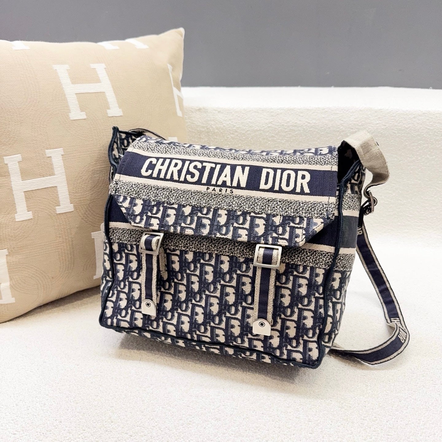 Dior - Diorcamp Messenger Bag - Canvas with embroidery - Blue - (Medium)