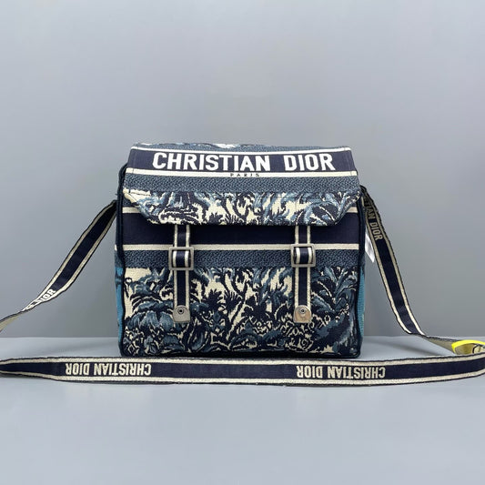 Dior - DiorCamp Messenger Bag - Embroidered canvas - Blue - (medium)