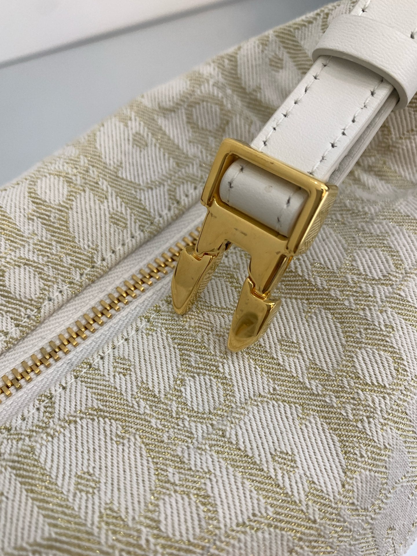 Dior - DiorTravel Nomad Pouch - Dior Oblique canvas with leather trim - White with Gold accents - (medium)