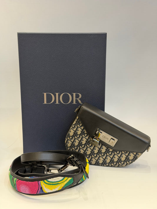 Dior - DOblique Saddle Bag - Oblique canvas with cowhide leather trim - Black - (Mini)