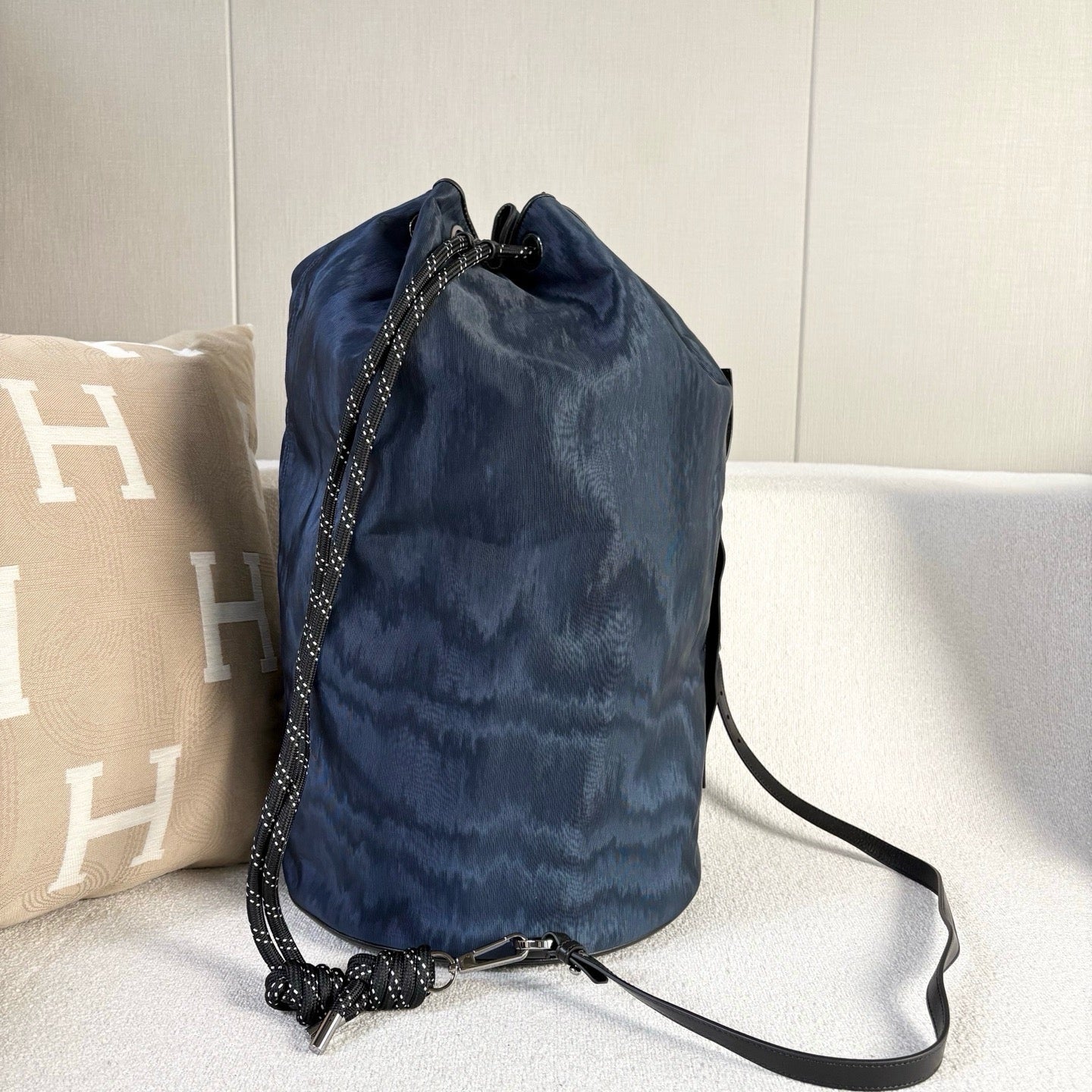 Dior - Drawstring Bucket Bag - Canvas and leather - Blue and Black - (Large)