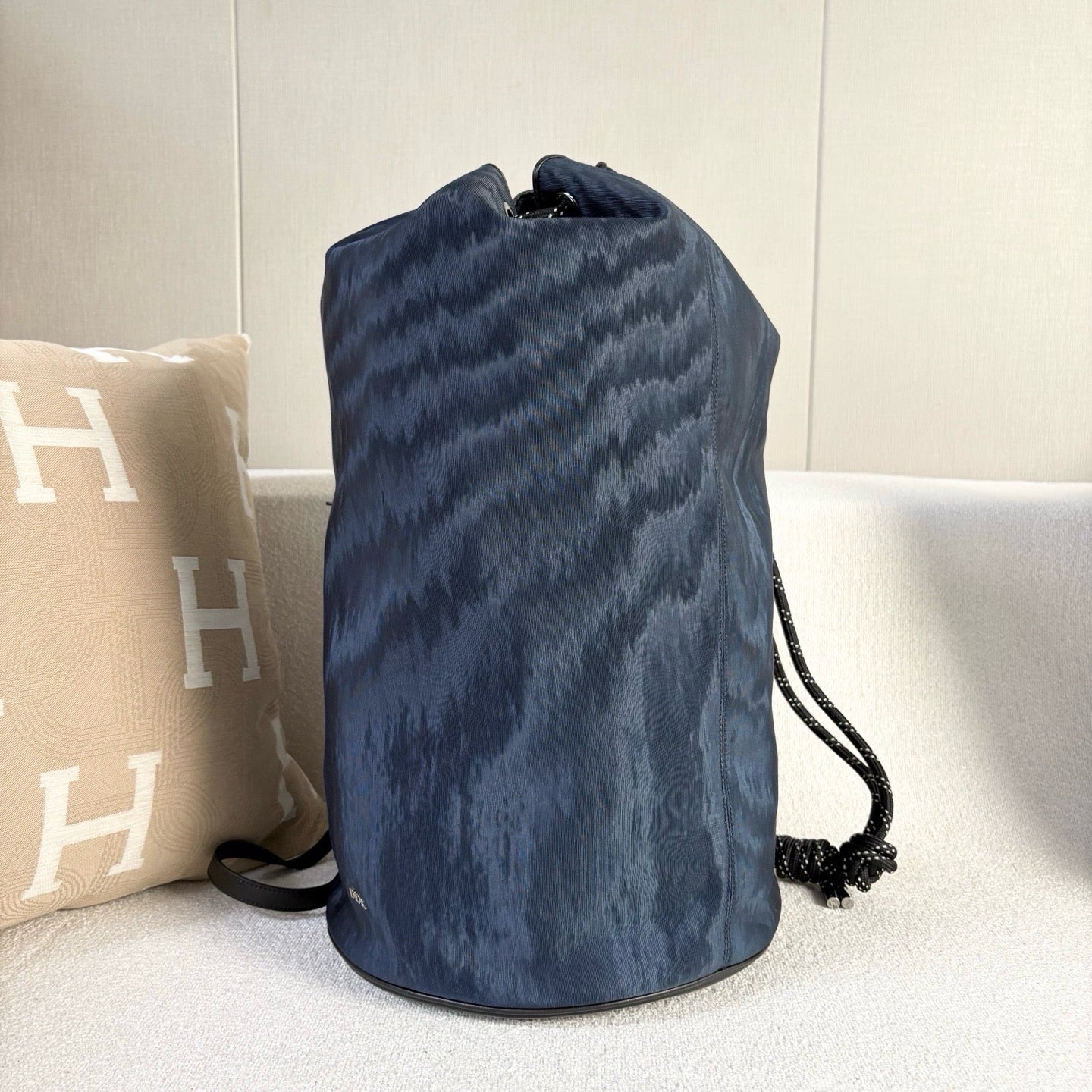 Dior - Drawstring Bucket Bag - Canvas and leather - Blue and Black - (Large)