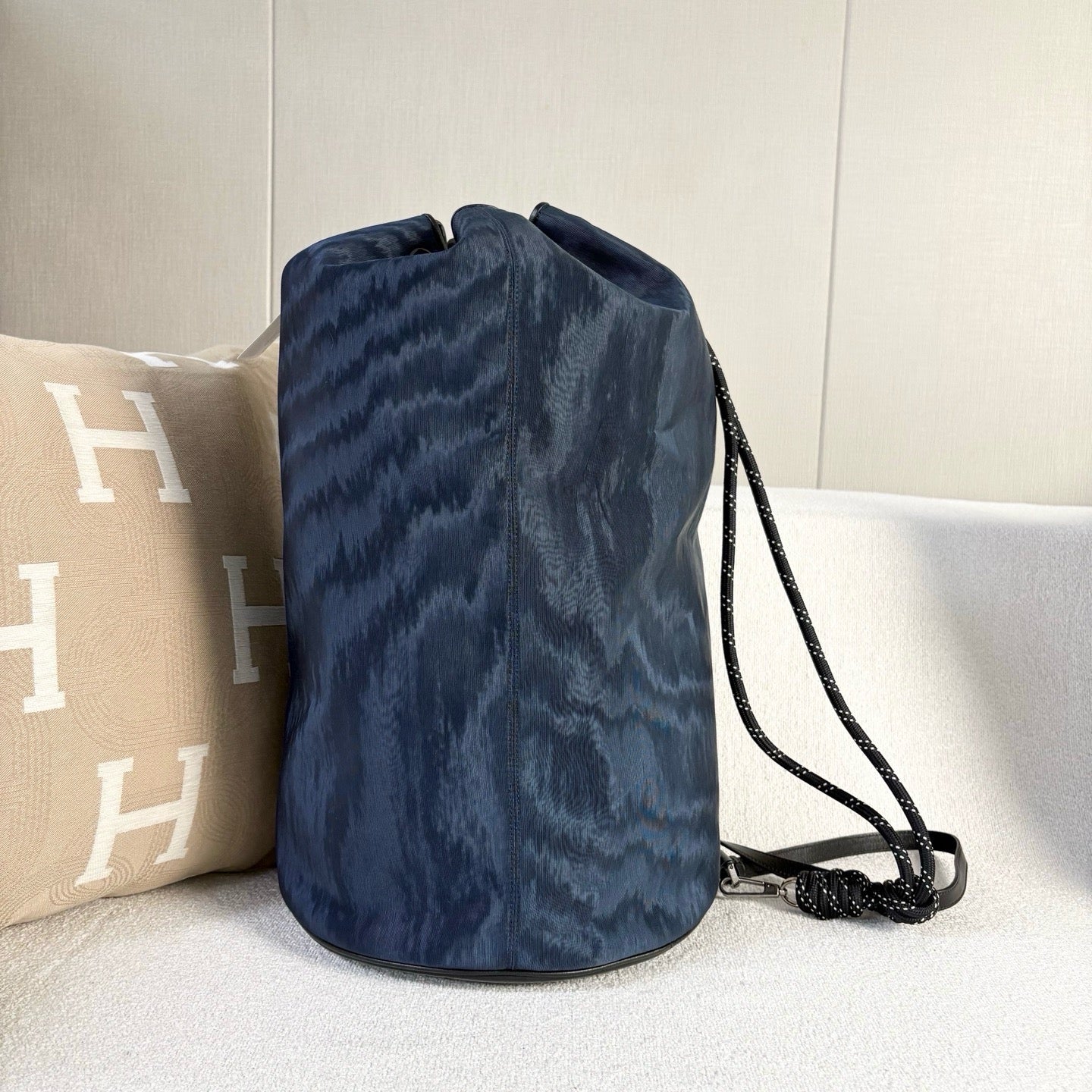 Dior - Drawstring Bucket Bag - Canvas and leather - Blue and Black - (Large)