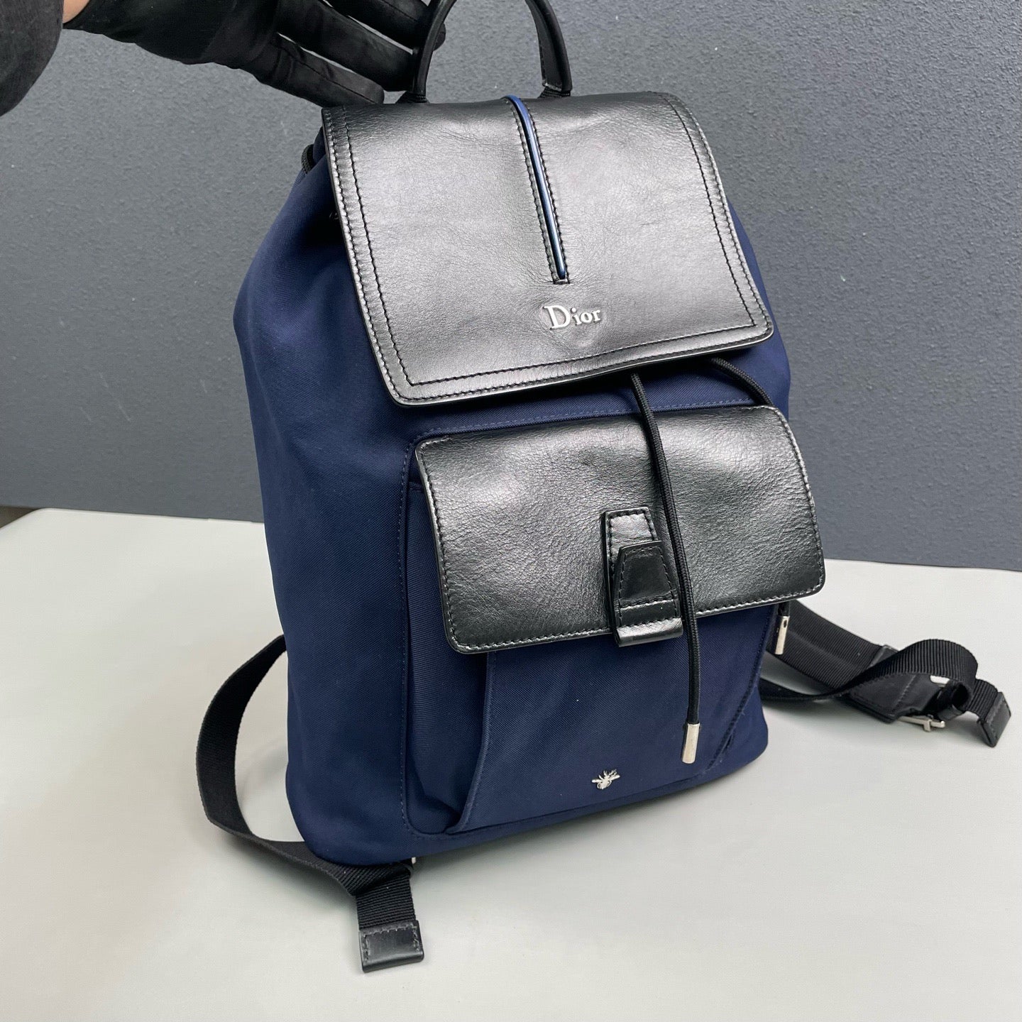 Dior - Drawstring Flap Backpack - Canvas and Leather - Blue - (medium)