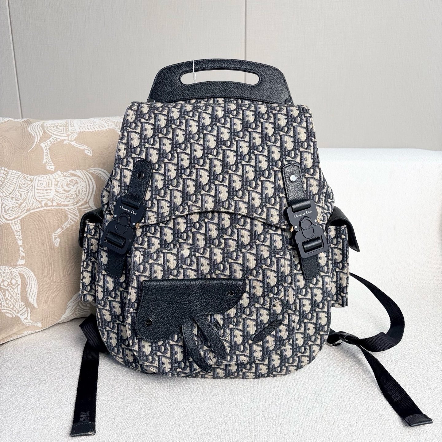 Dior - Gallop Oblique Embroidered Backpack - Embroidered Oblique canvas and black grained calfskin leather - Multicolour - (Large)
