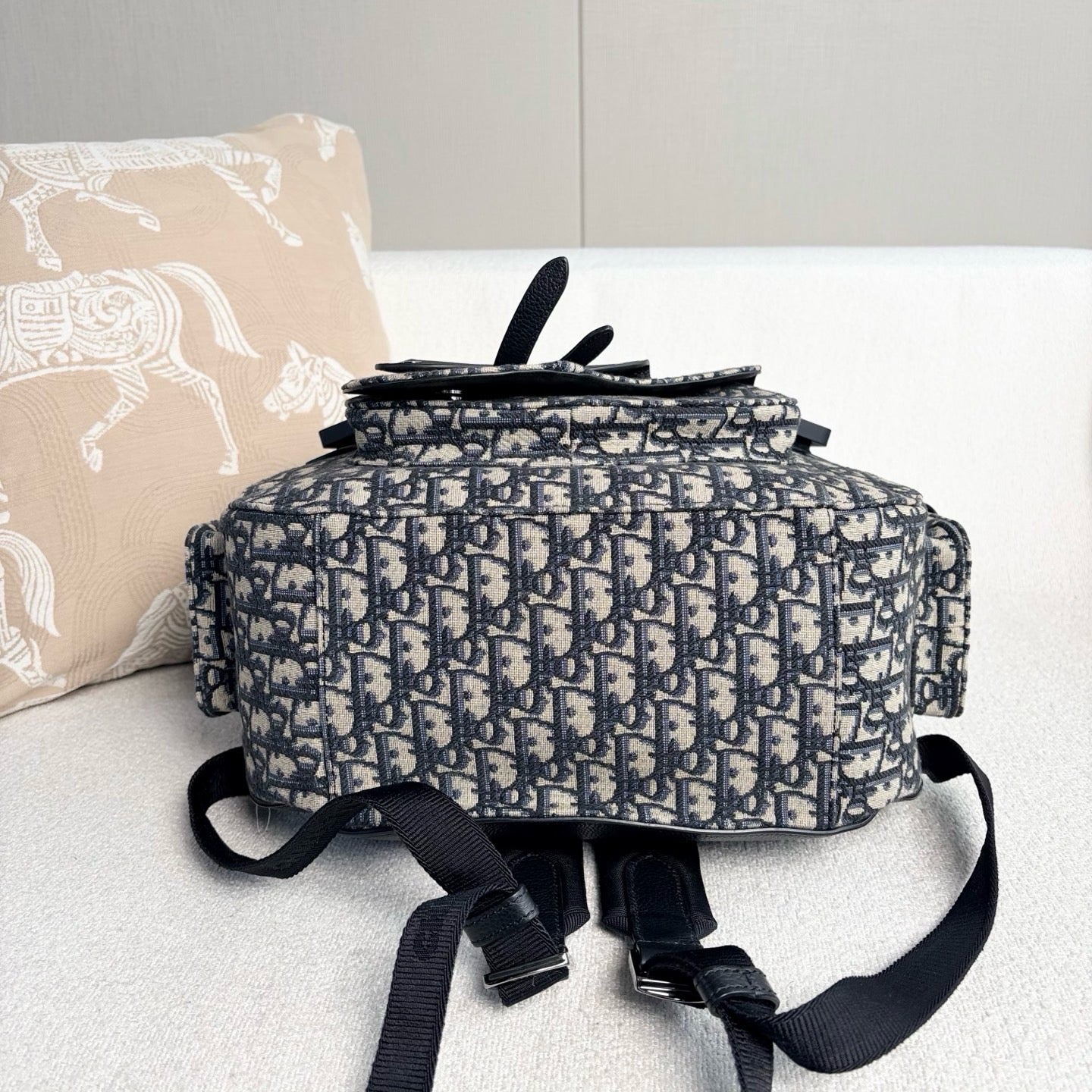 Dior - Gallop Oblique Embroidered Backpack - Embroidered Oblique canvas and black grained calfskin leather - Multicolour - (Large)
