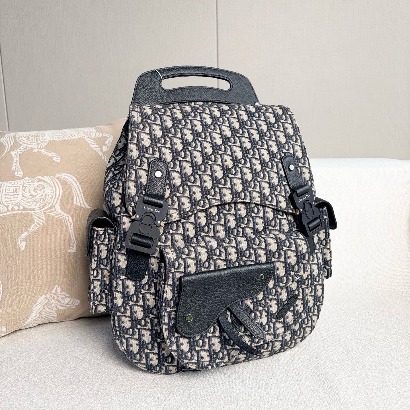 Dior - Gallop Oblique Embroidered Backpack - Embroidered Oblique canvas and black grained calfskin leather - Multicolour - (Large)
