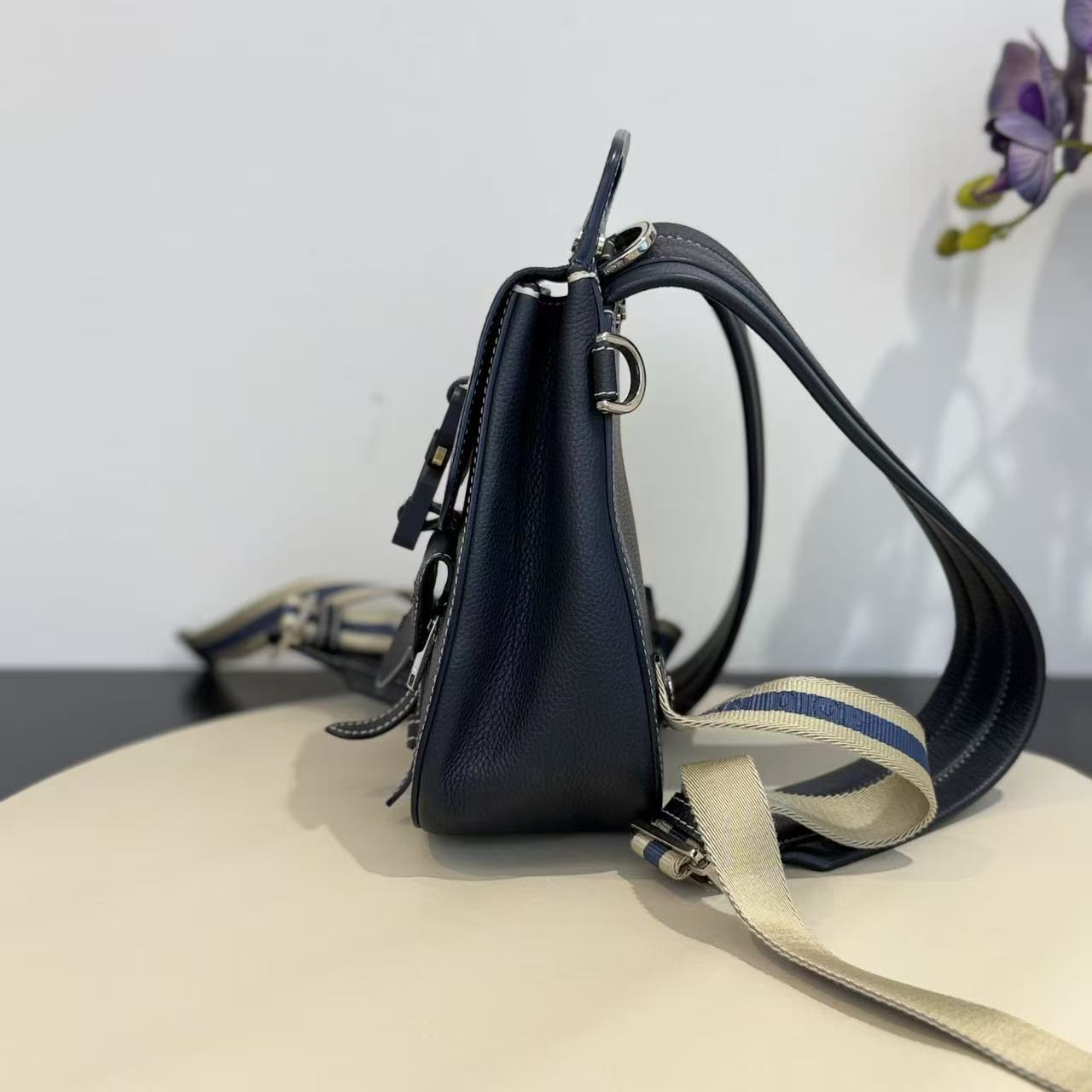 Dior - Gallop Saddle Backpack - Grained calfskin leather - Navy - (Mini)