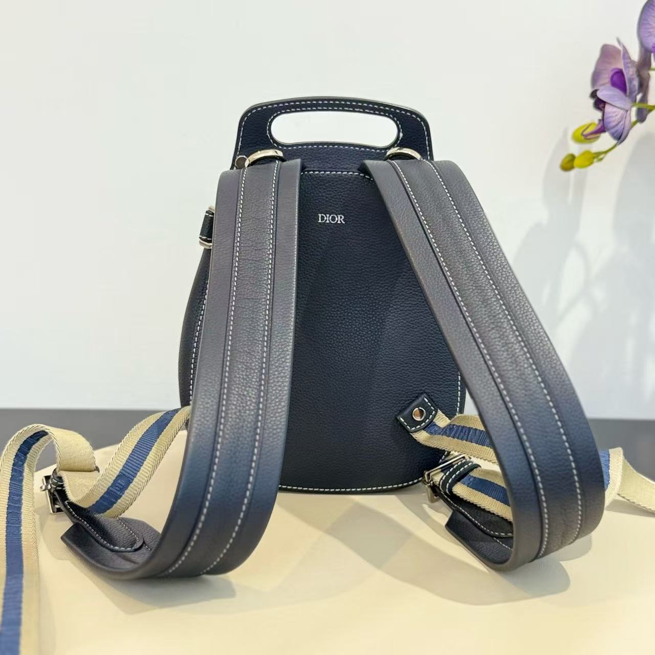 Dior - Gallop Saddle Backpack - Grained calfskin leather - Navy - (Mini)