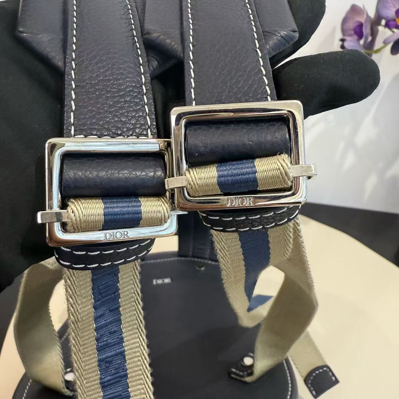 Dior - Gallop Saddle Backpack - Grained calfskin leather - Navy - (Mini)