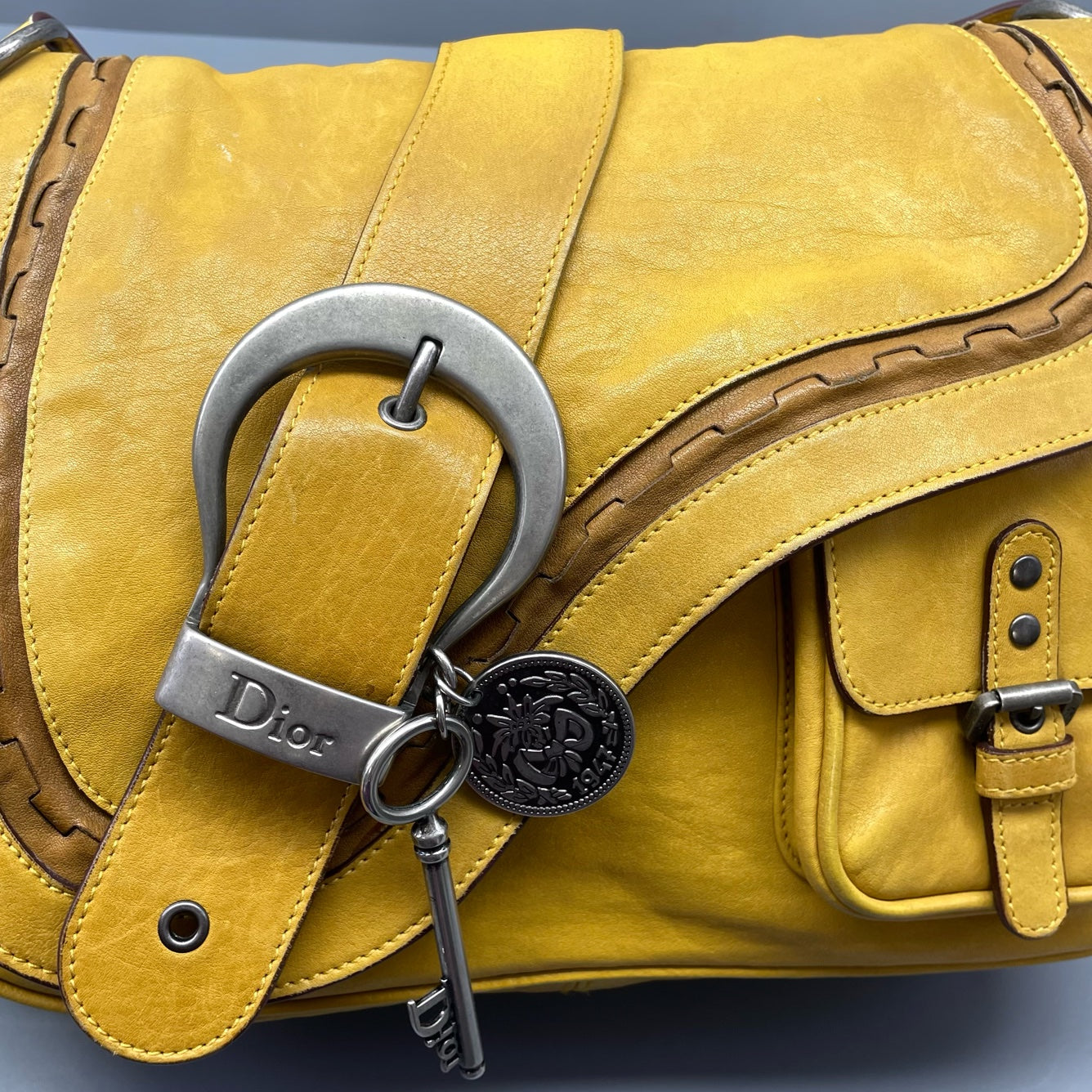 Dior - Gaucho Saddle Bag - Leather - Yellow - (medium)