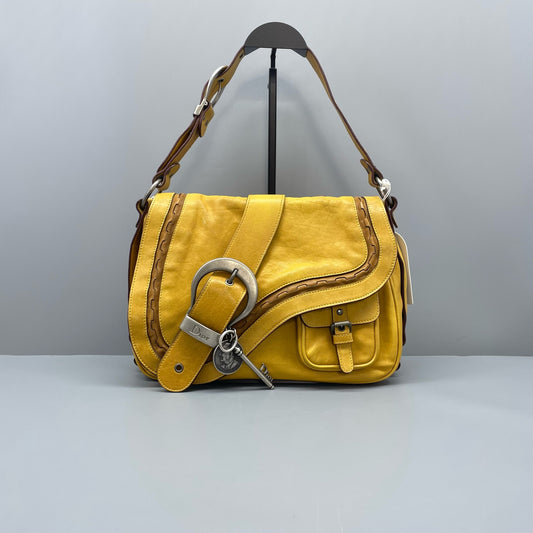 Dior - Gaucho Saddle Bag - Leather - Yellow - (medium)