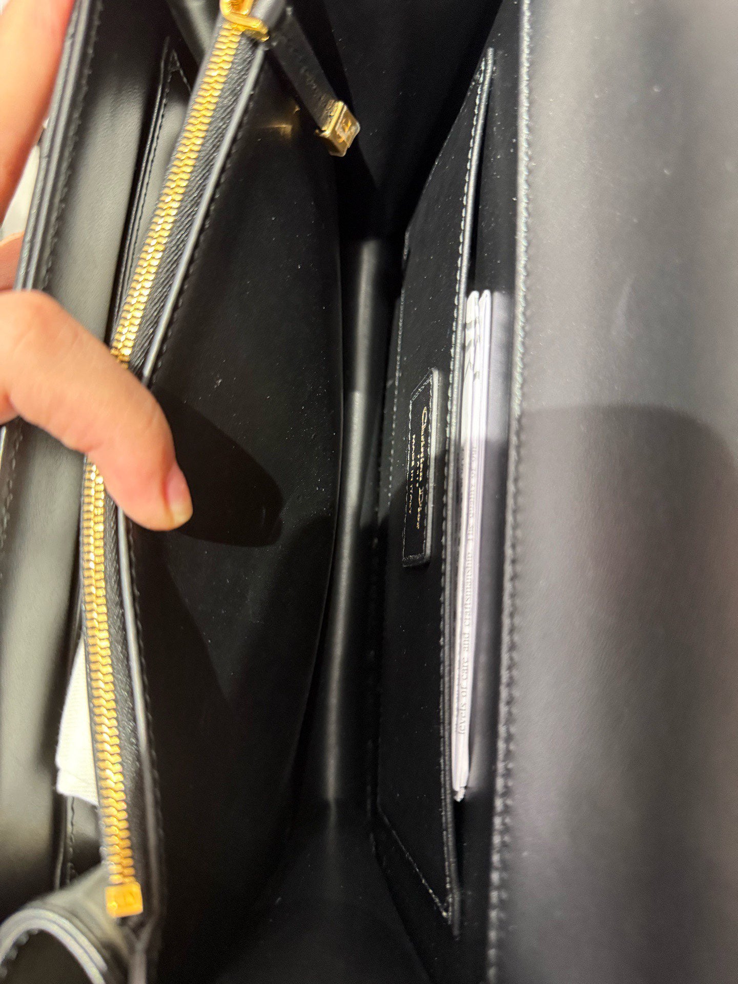 Dior - Gold Top Handle Flap Bag - Cowhide leather - Black - (medium)