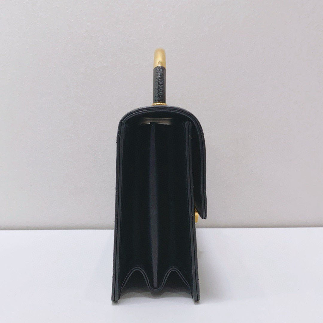 Dior - Gold Top Handle Flap Bag - Cowhide leather - Black - (medium)
