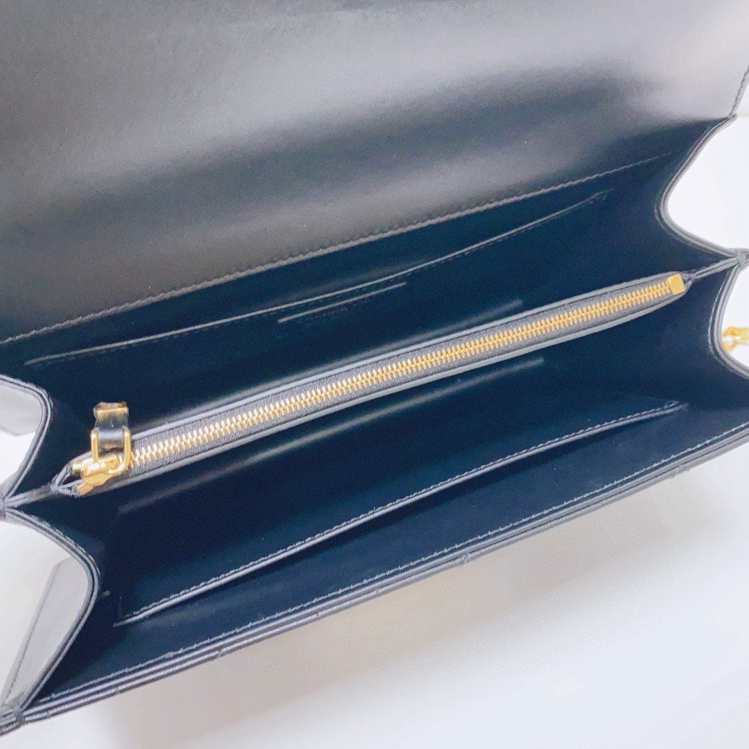 Dior - Gold Top Handle Flap Bag - Cowhide leather - Black - (medium)