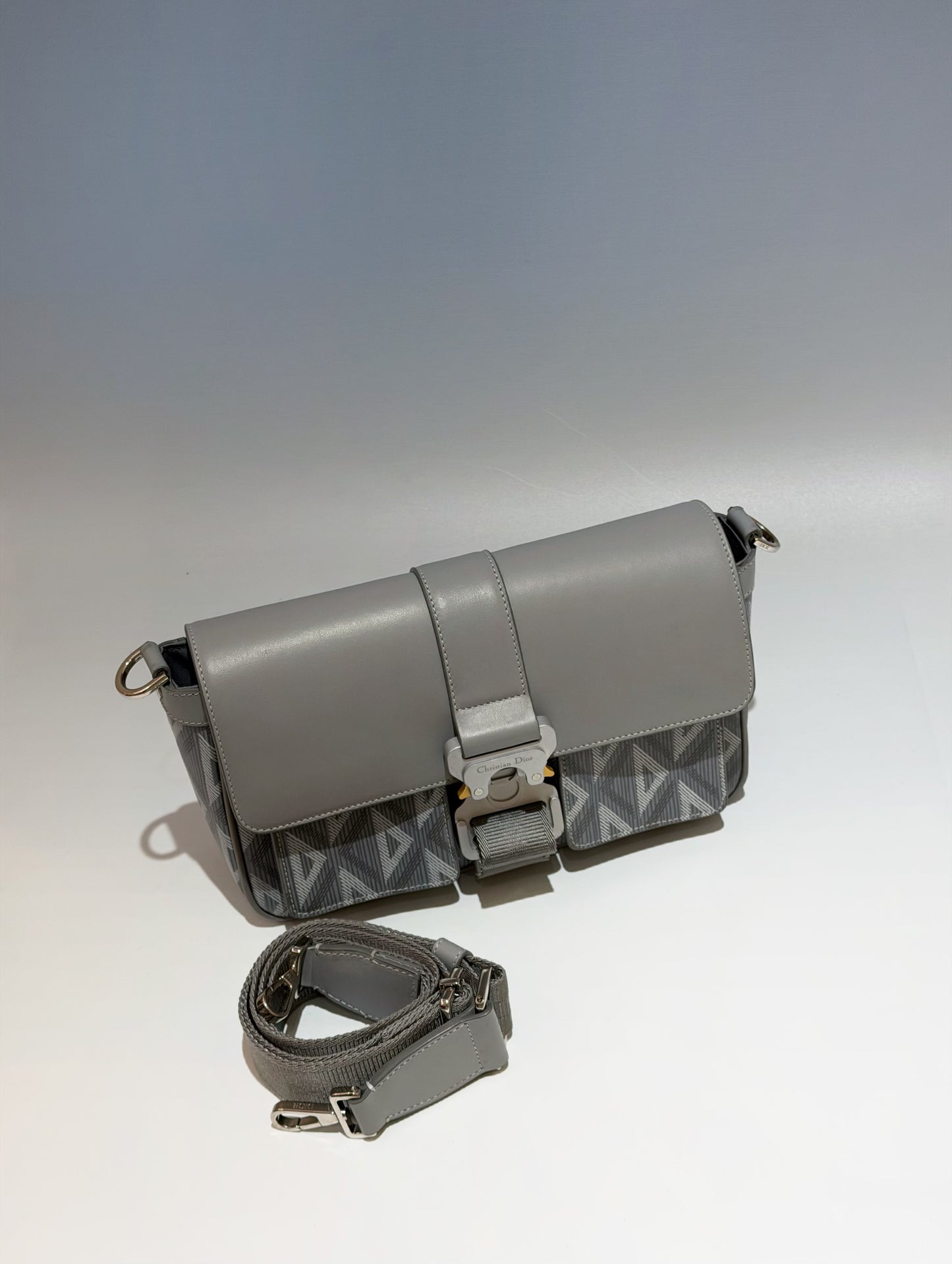 Dior - Hit The Road Messenger Bag - Leather and canvas - Grey - (small)