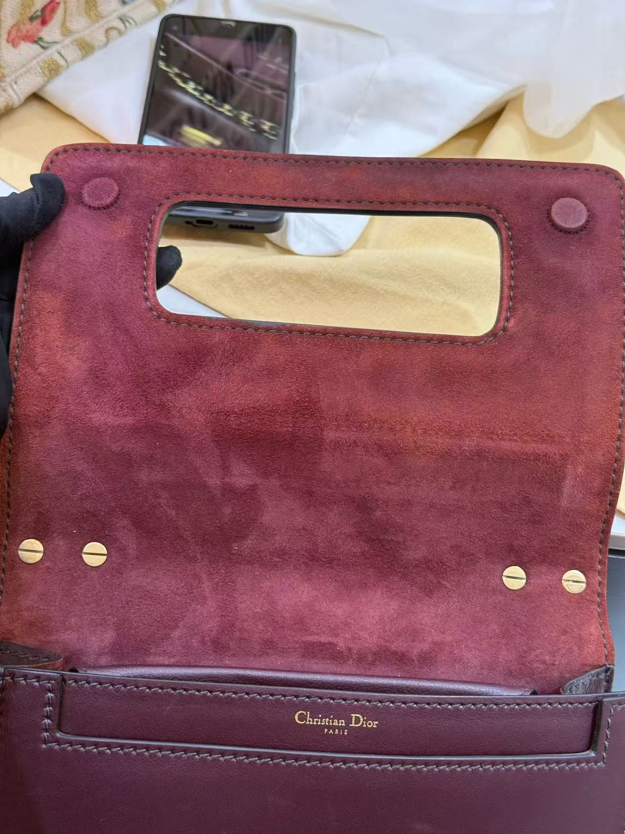 Dior - J'ADIOR - Smooth calfskin leather - Burgundy with Gold-Tone Hardware - (Medium)