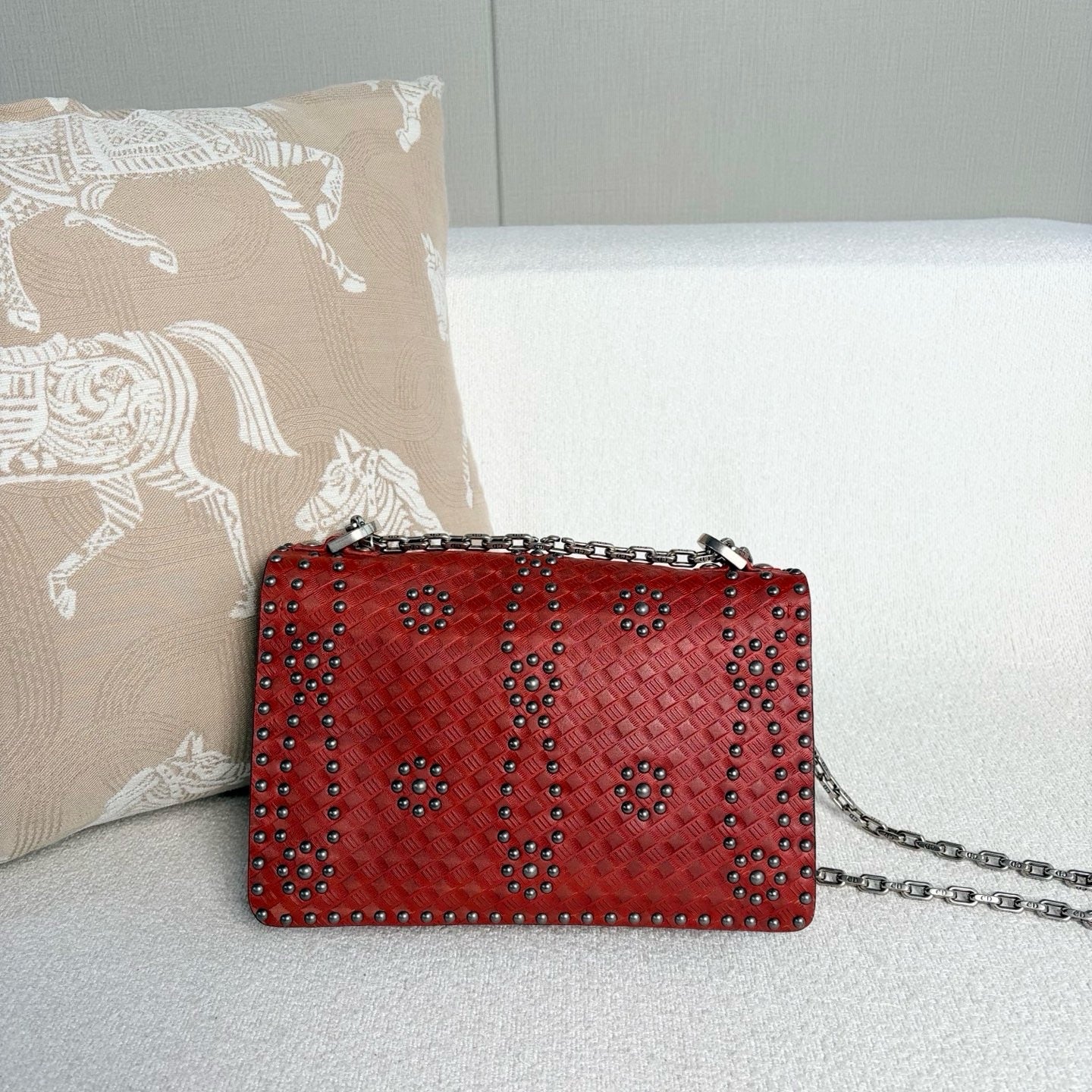Dior - J'Adior Studded Chain Bag - Cowhide leather - Red - (medium)