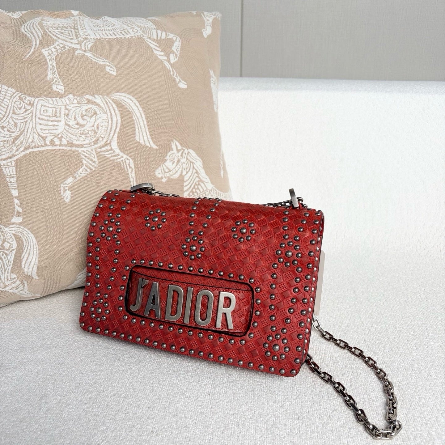 Dior - J'Adior Studded Chain Bag - Cowhide leather - Red - (medium)