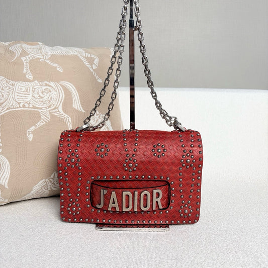Dior - J'Adior Studded Chain Bag - Cowhide leather - Red - (medium)