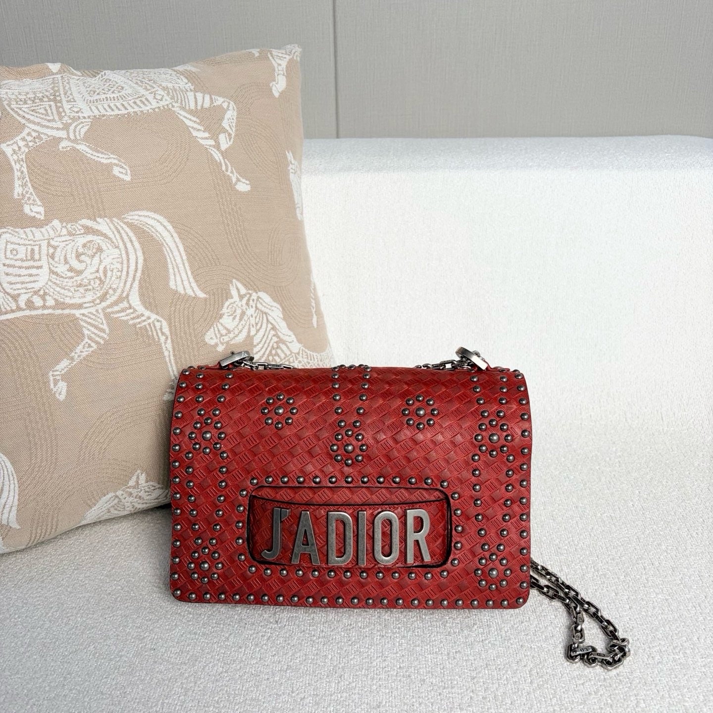 Dior - J'Adior Studded Chain Bag - Cowhide leather - Red - (medium)