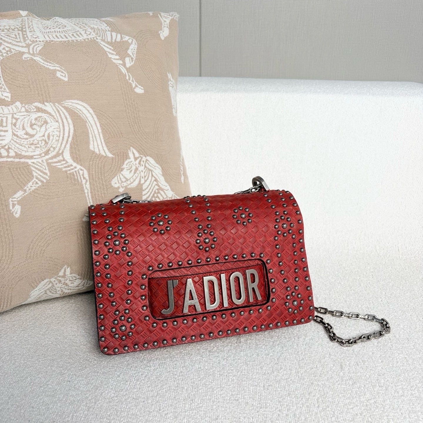 Dior - J'Adior Studded Chain Bag - Cowhide leather - Red - (medium)