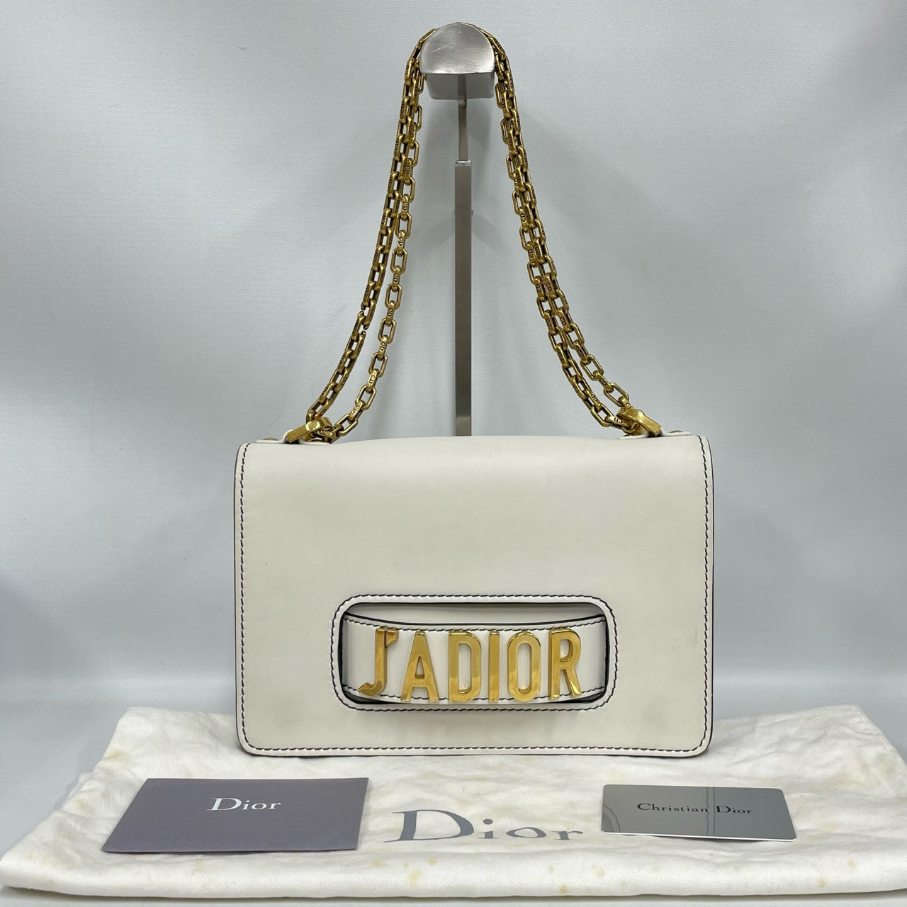 Dior - Jadior Flap Bag - Cowhide leather - White with Gold-tone Hardware - (Medium)