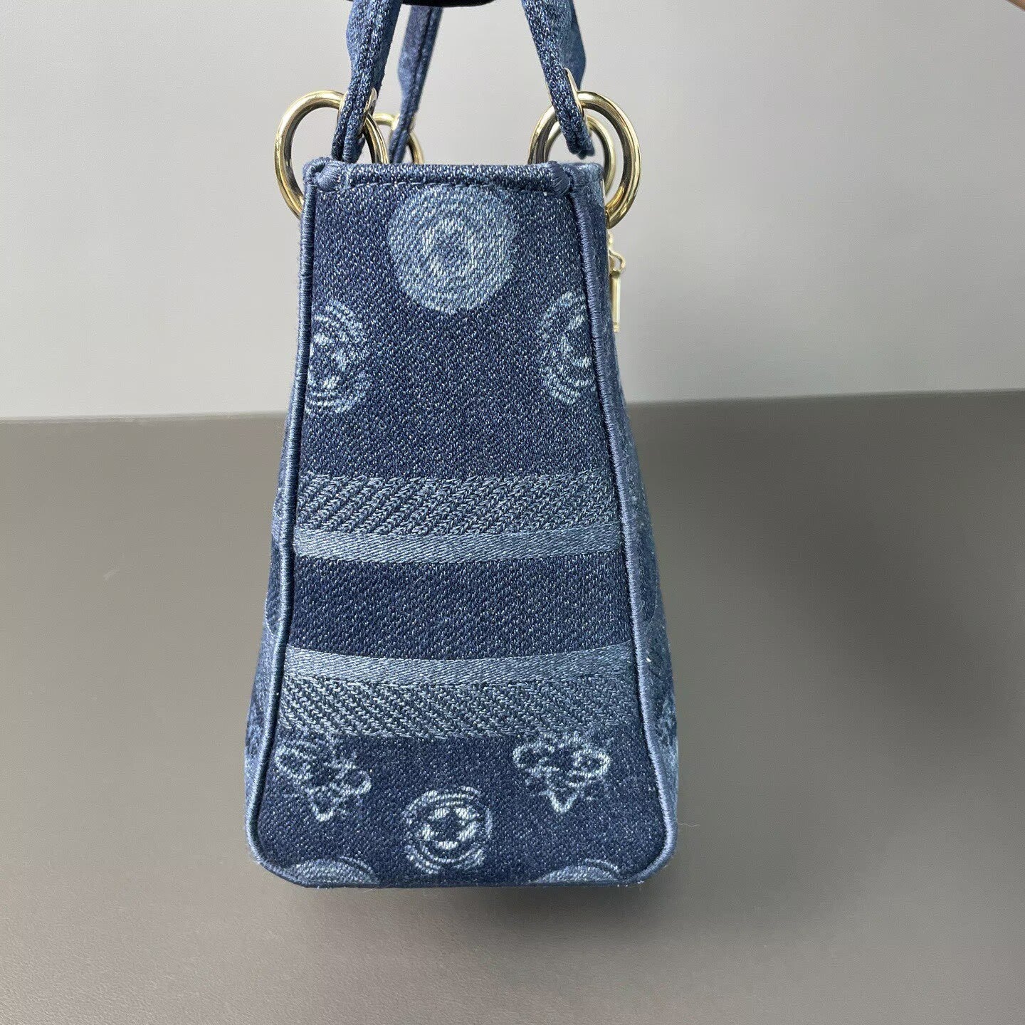 Dior - Lady D-Lite - Denim - Blue with Light Gold-Tone Hardware - (medium)