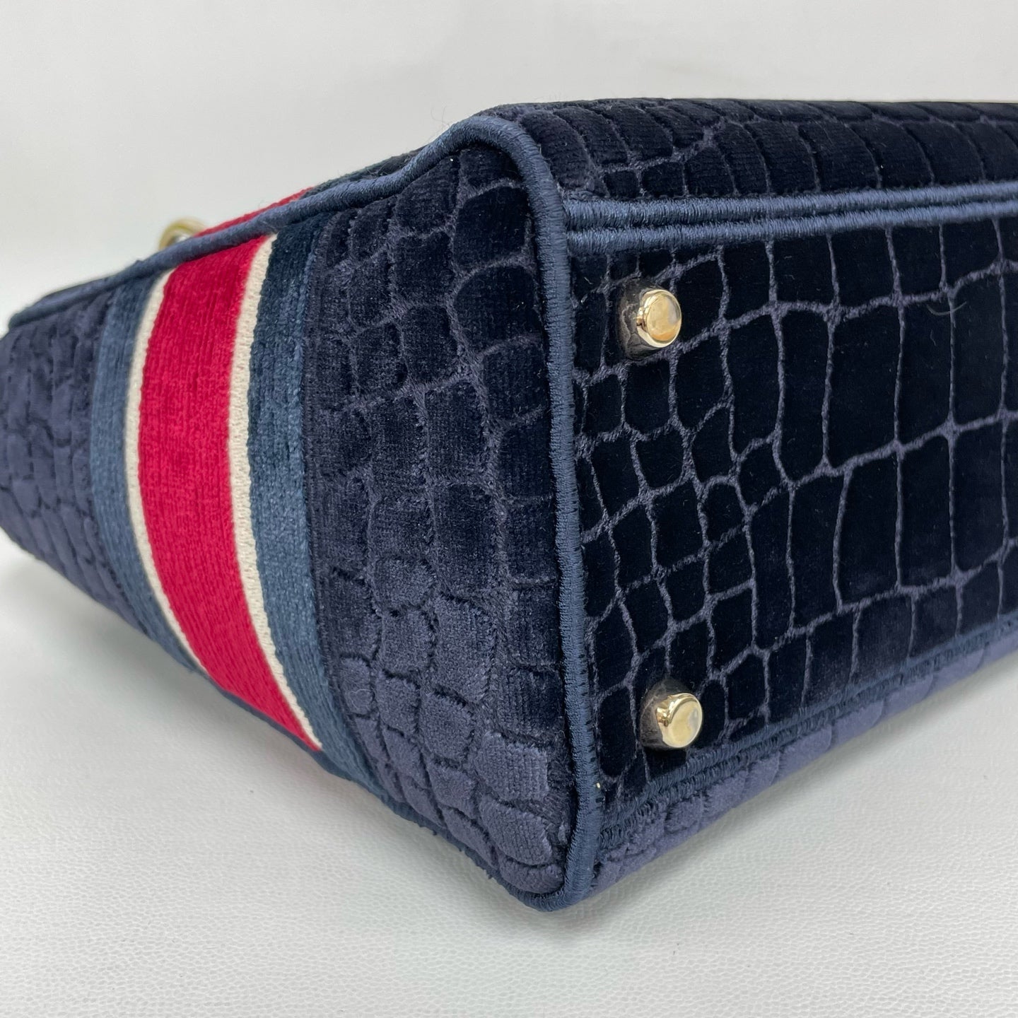 Dior - Lady D-Lite - Velvet with crocodile-embossed texture - Blue - (Medium)