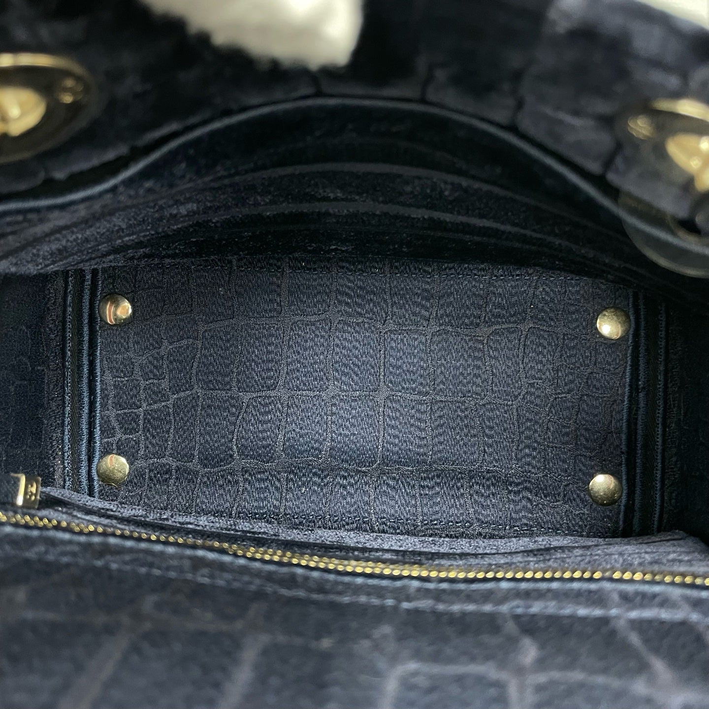 Dior - Lady D-Lite - Velvet with crocodile-embossed texture - Blue - (Medium)