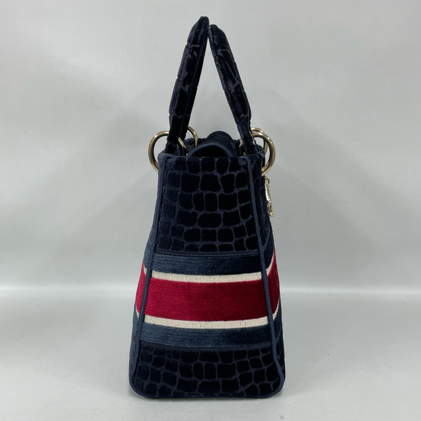 Dior - Lady D-Lite - Velvet with crocodile-embossed texture - Blue - (Medium)