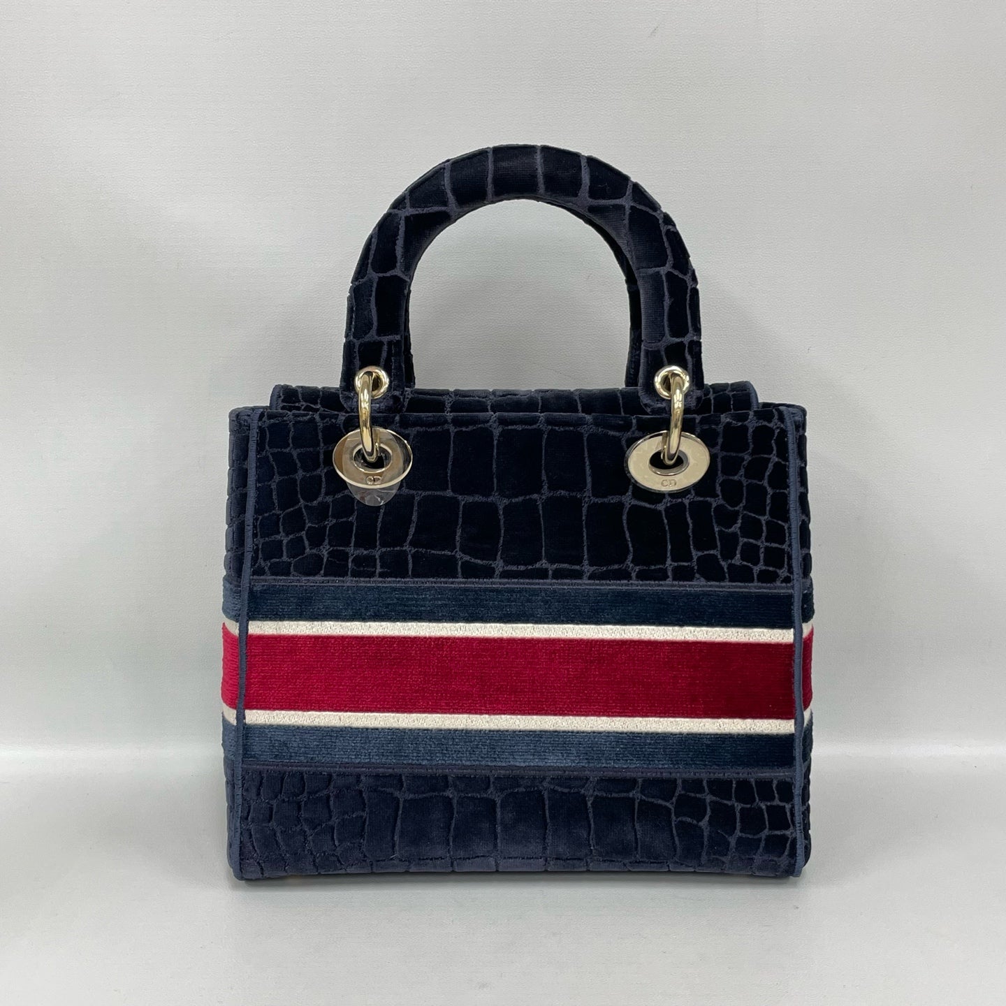 Dior - Lady D-Lite - Velvet with crocodile-embossed texture - Blue - (Medium)
