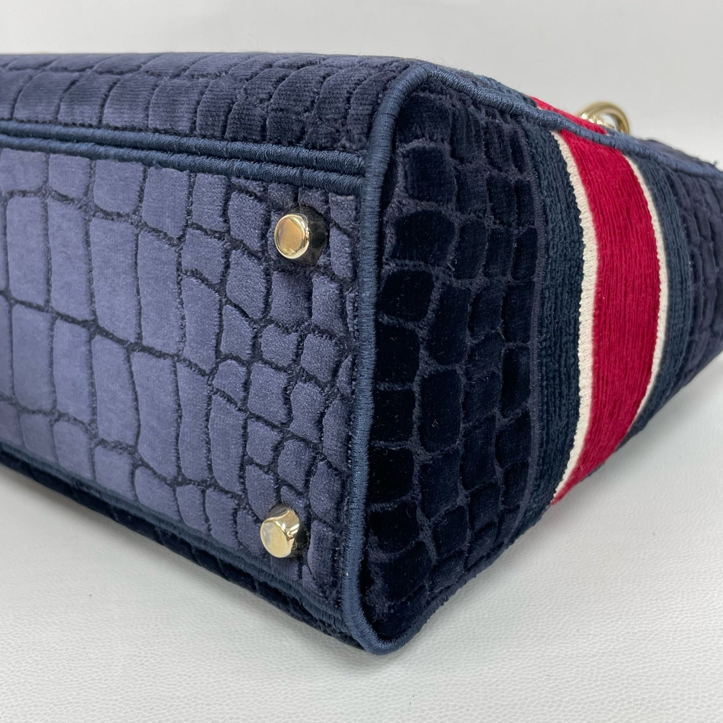 Dior - Lady D-Lite - Velvet with crocodile-embossed texture - Blue - (Medium)