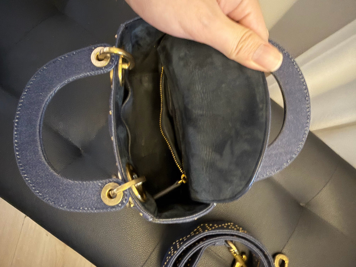 Dior - Lady Dior 3-compartment - Denim - Jeans - Navy
