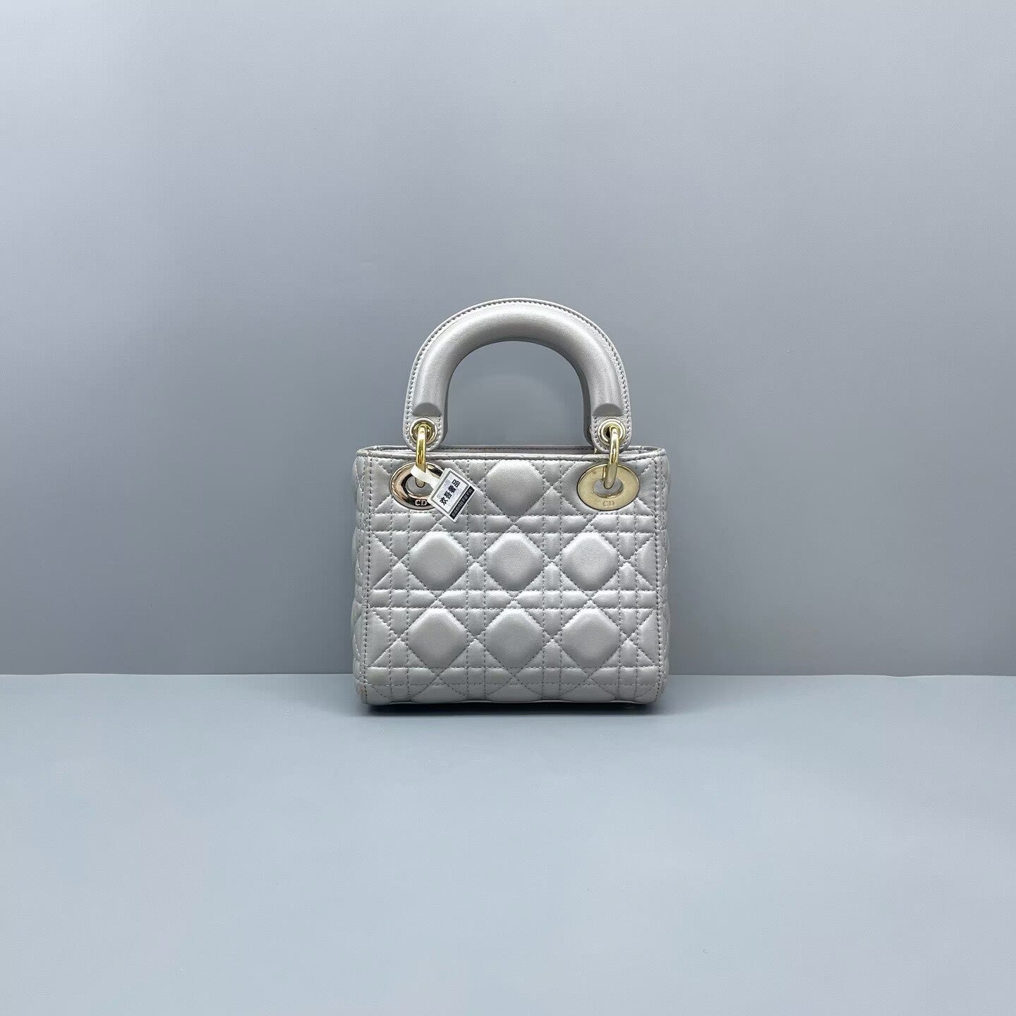 Dior - Lady Dior (3-grid) - Lambskin leather - Grey with metallic sheen - (mini)