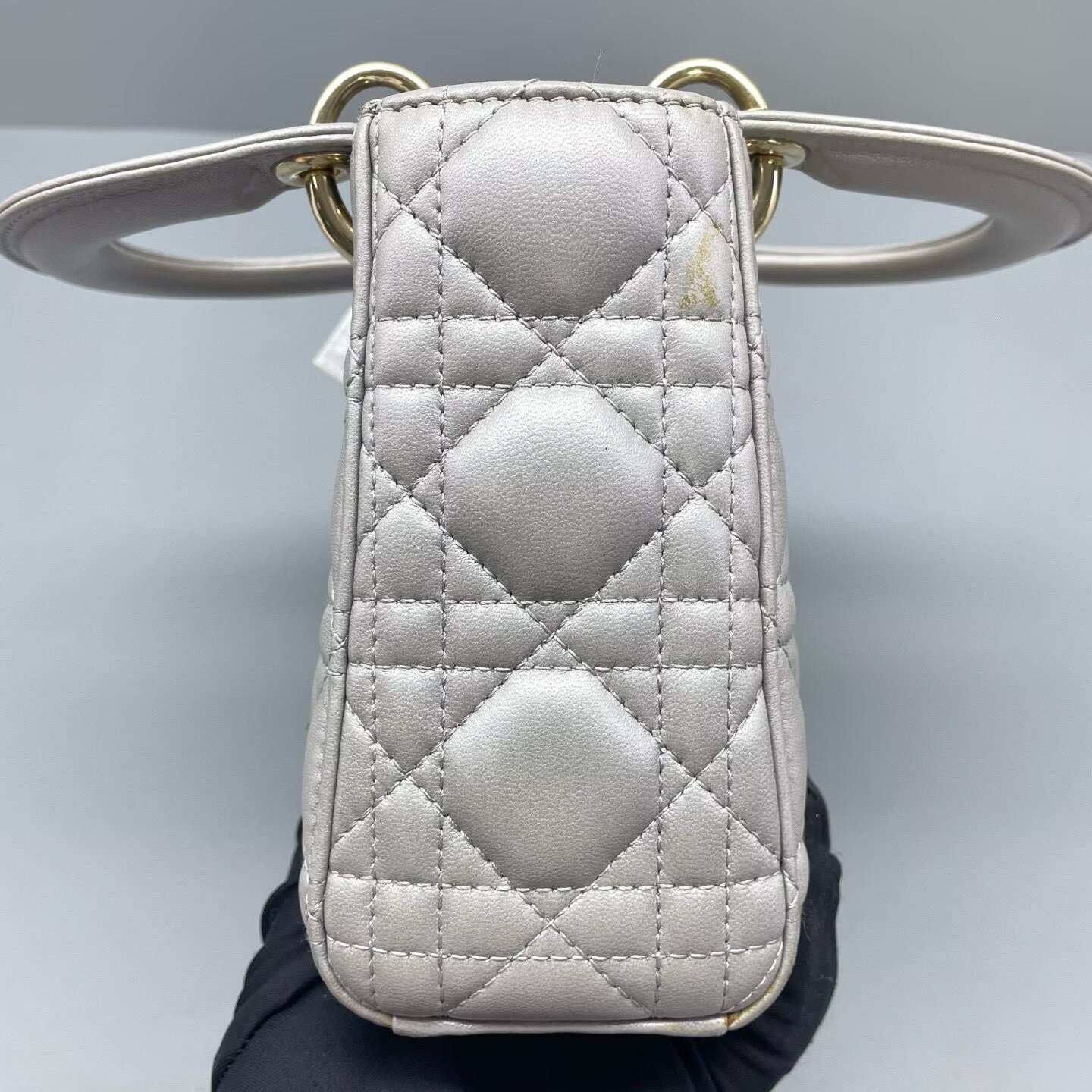 Dior - Lady Dior (3-grid) - Lambskin leather - Grey with metallic sheen - (mini)