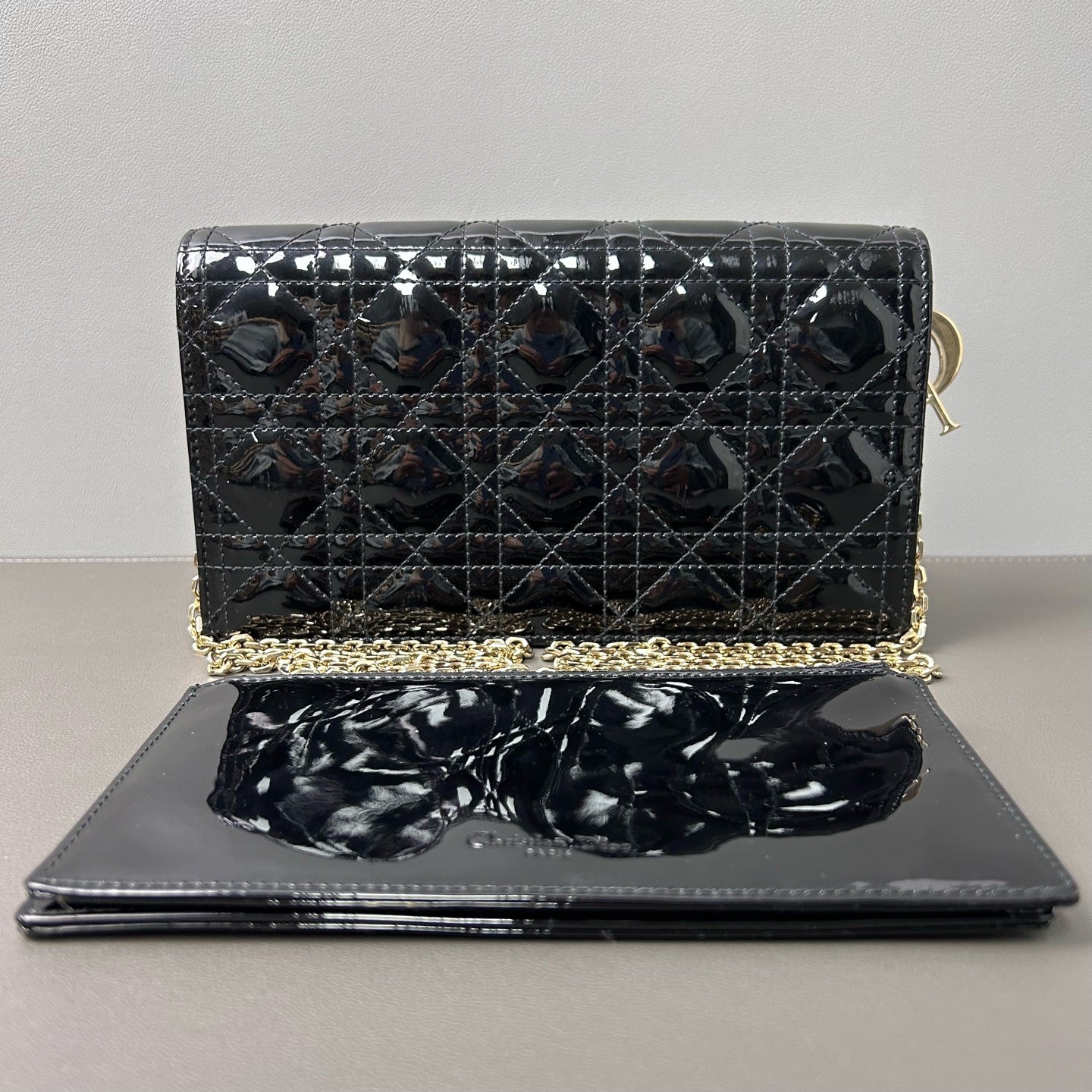 Dior - Lady Dior 3-in-1 Pouch - Patent leather - Black - (mini)