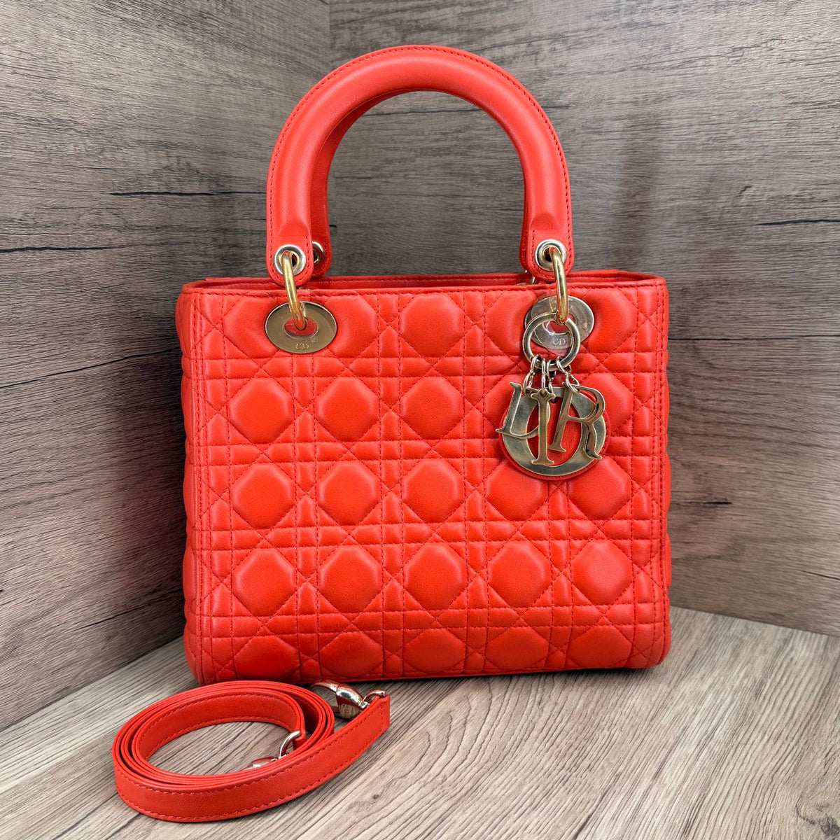 Dior - Lady Dior 5-grid - Leather - Red - (medium)