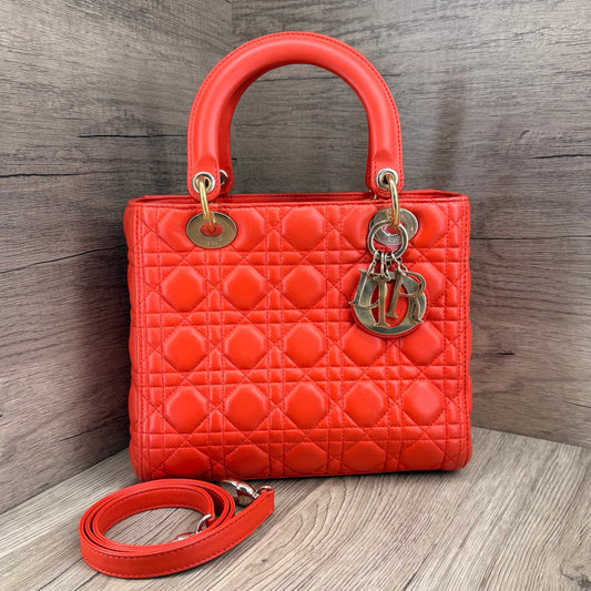 Dior - Lady Dior 5-grid - Leather - Red - (medium)