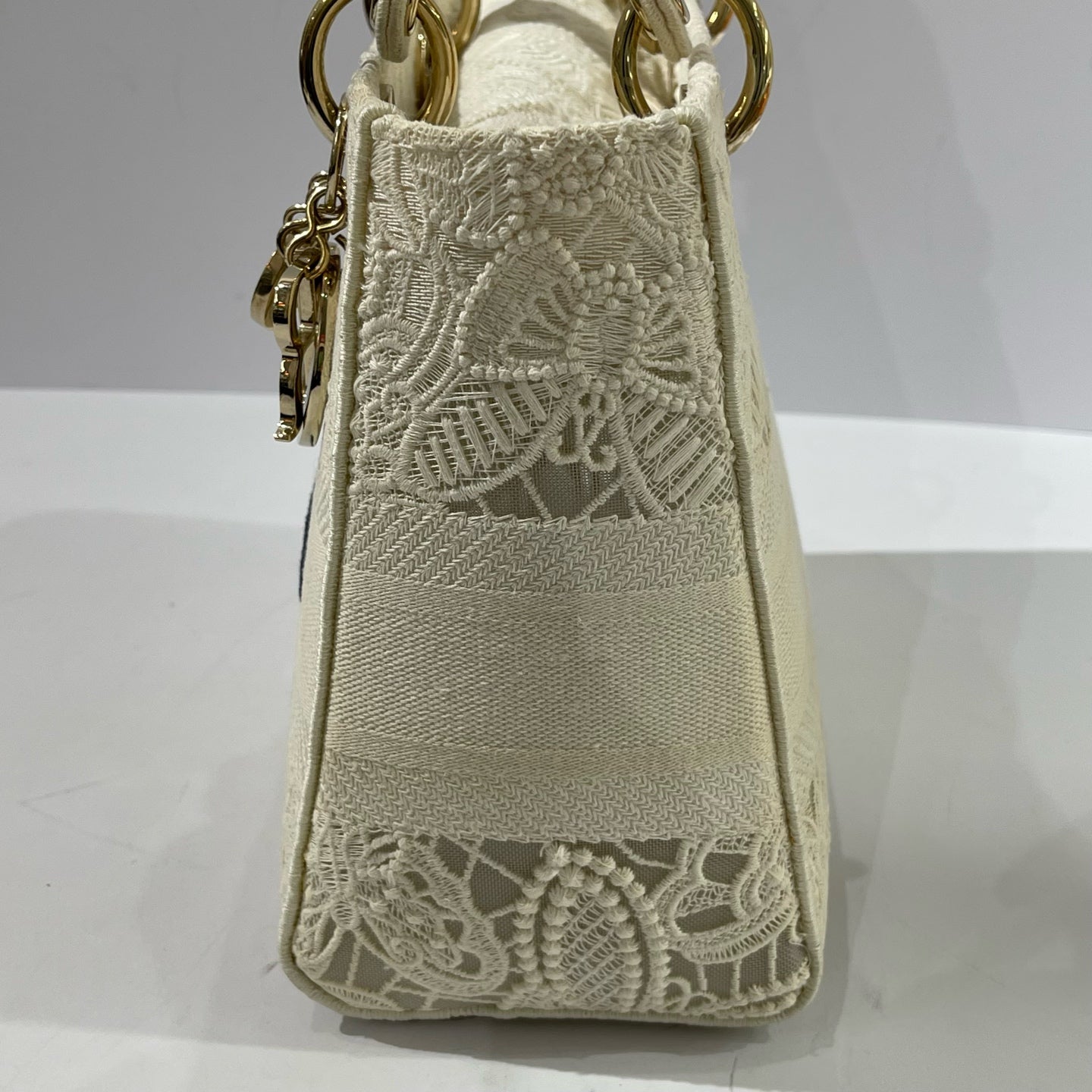 Dior - Lady Dior Bag - Embroidered fabric - White - (Medium)