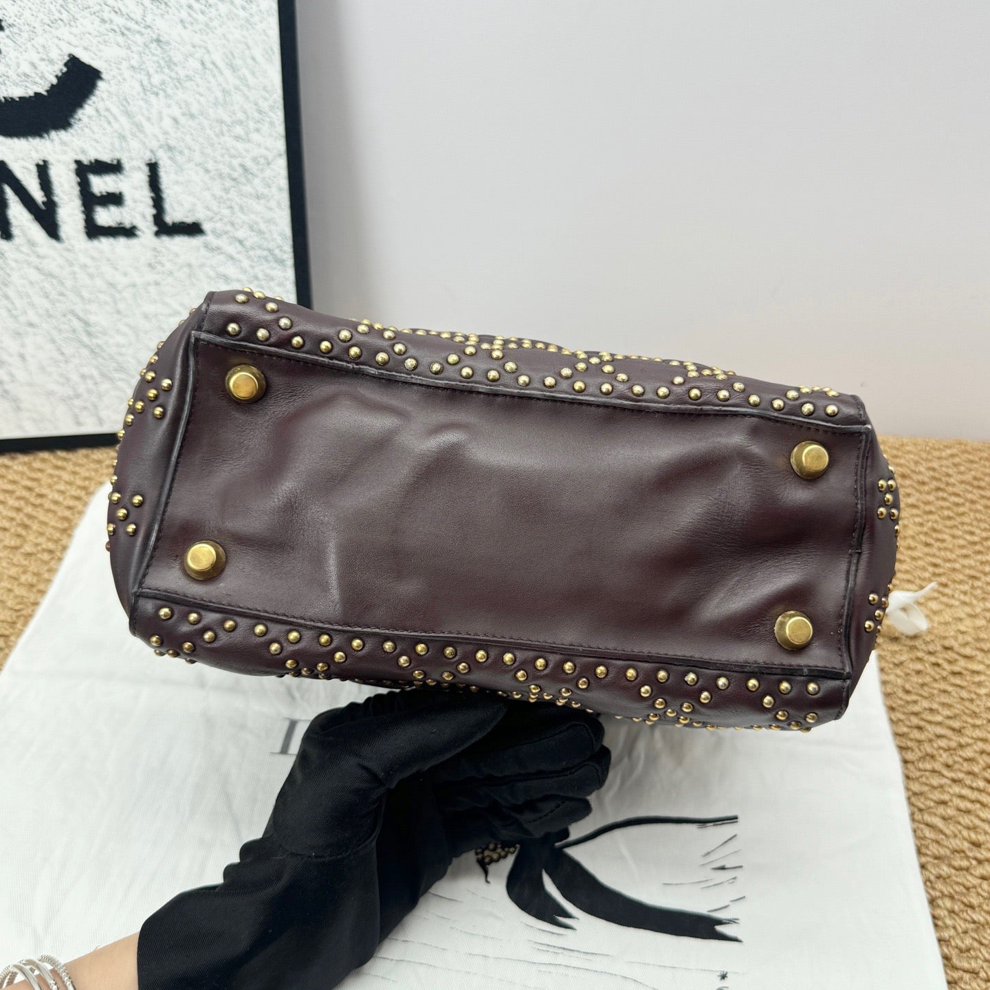 Dior - Lady Dior - Calfskin - Burgundy - (medium)