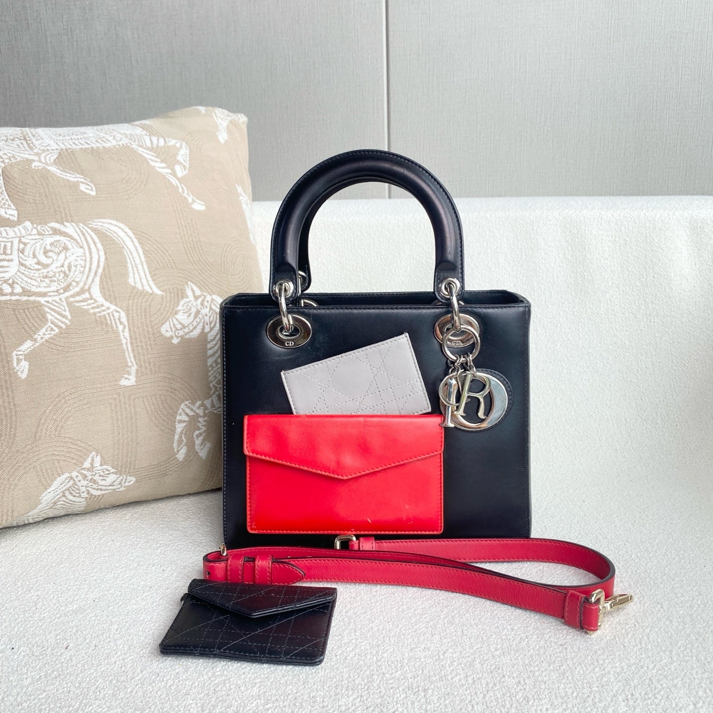 Dior - Lady Dior - Calfskin leather - Black - (Medium)