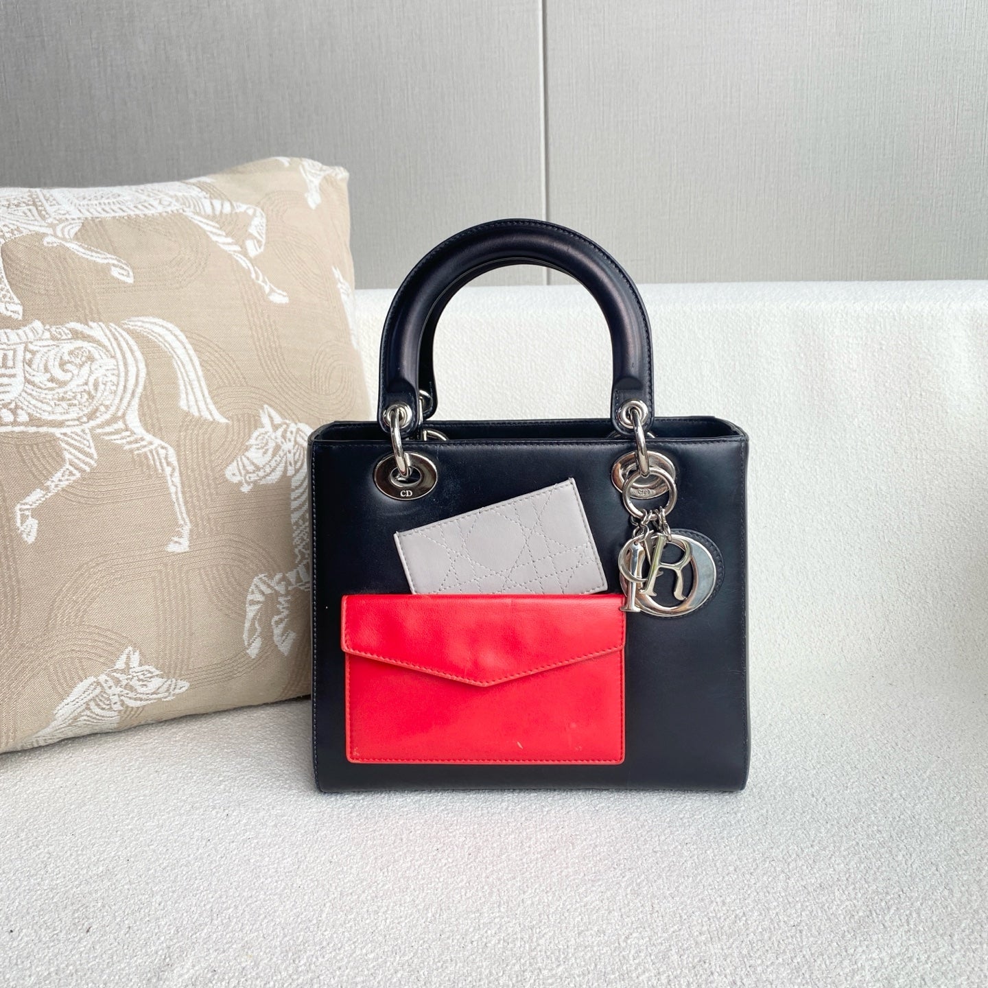 Dior - Lady Dior - Calfskin leather - Black - (Medium)