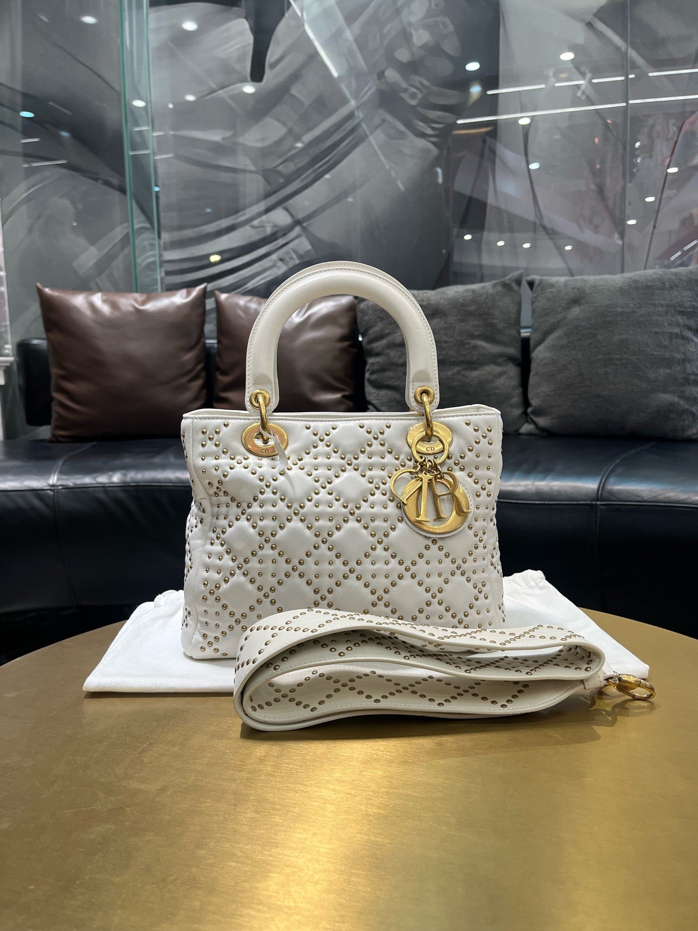 Dior - Lady Dior - Calfskin - White - (medium)
