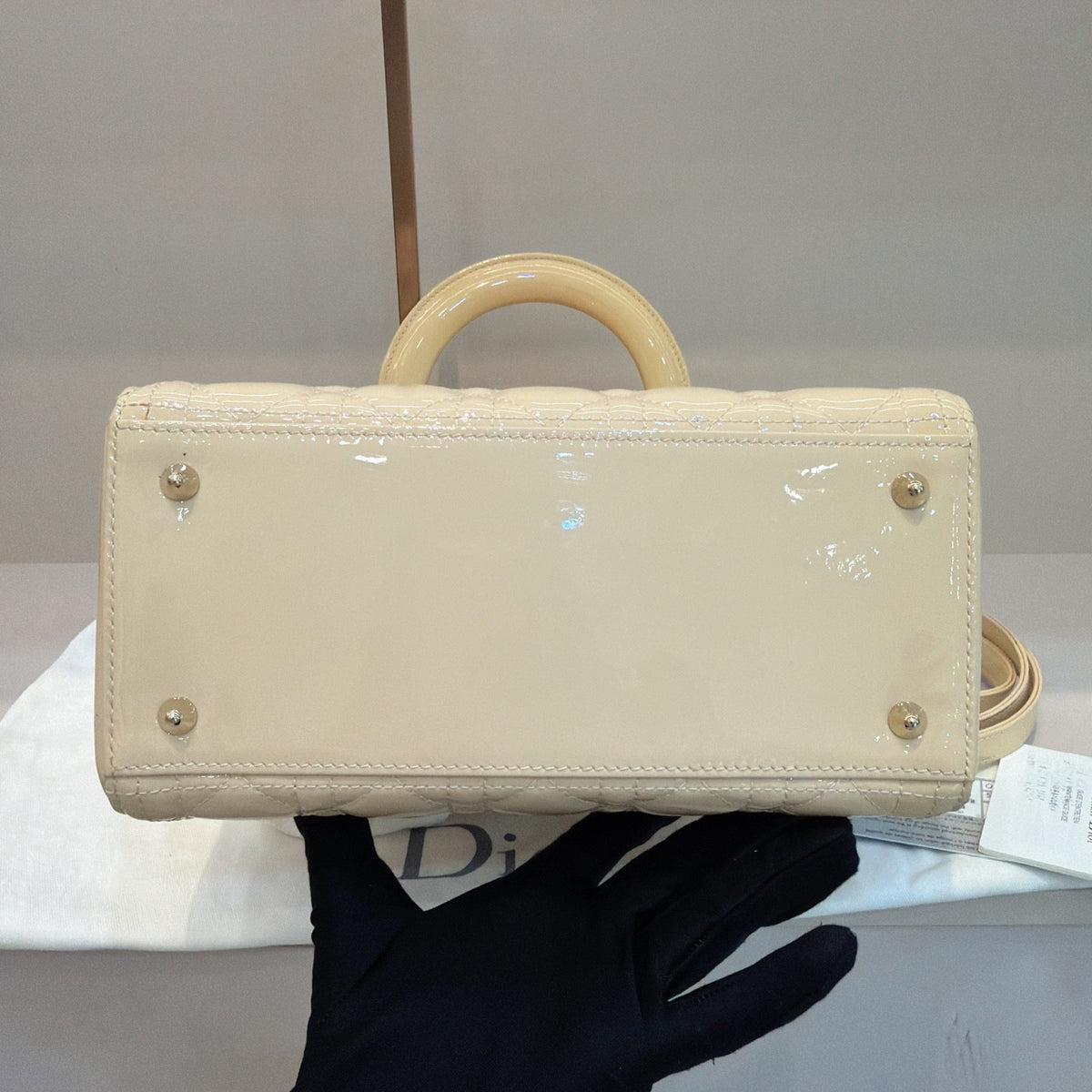 Dior - Lady Dior Classic 5-Compartment - Patent leather - Beige - (medium)