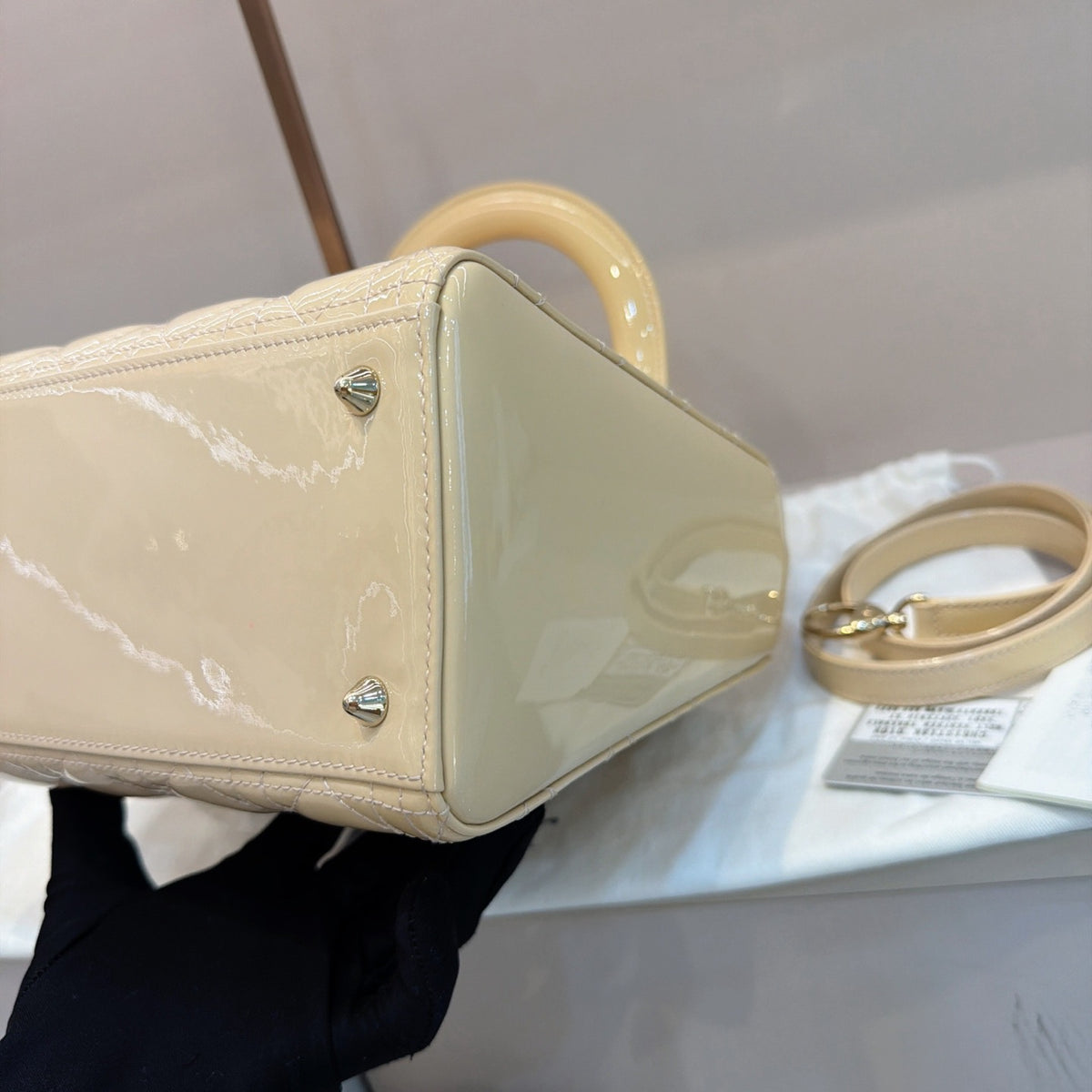 Dior - Lady Dior Classic 5-Compartment - Patent leather - Beige - (medium)