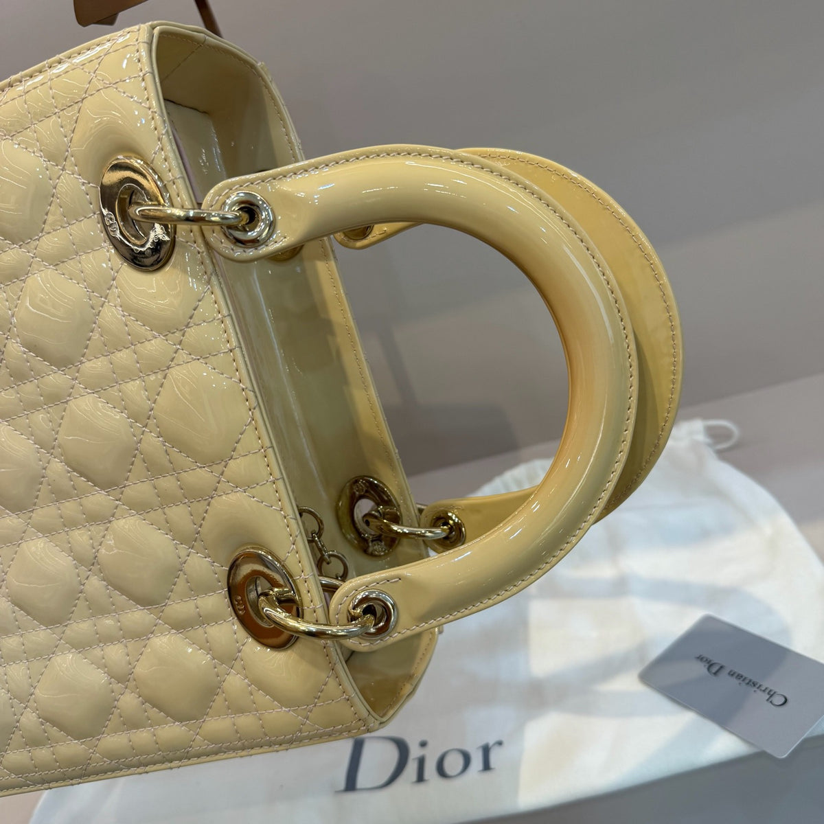 Dior - Lady Dior Classic 5-Compartment - Patent leather - Beige - (medium)